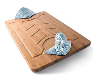 Bamboo Carving Board w/ Pewter Turkey Handles shower curtain, waterproof liner
