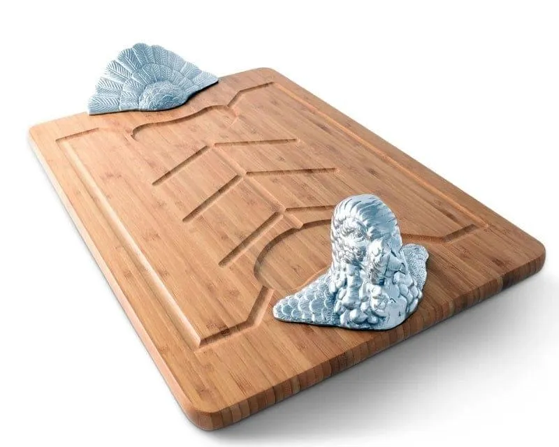Bamboo Carving Board w/ Pewter Turkey Handles toilet seat cover, slow close seat