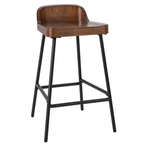 Bar Stool, 24.5-Inch Height Industrial Pub Stool with Backrest and Footrest, Metal Legs, Low-Back Breakfast kitchen barstool, adjustable bar stool