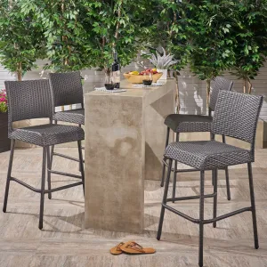 Bar Stools, Pub-Height, 29.5" Seats, Gray Wicker (Set of 4) - NH902703 patio chairs, outdoor seating