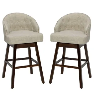Bar Stools Set of 2, 31 Swivel Bar Stools with Rubber Wood Legs & Padded Back kitchen barstool, adjustable bar stool
