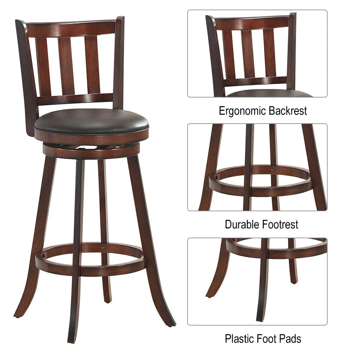 Bar Stools Set of 2 or 4, Counter Height Dining Chair, Fabric Upholstered 360 Degree Swivel