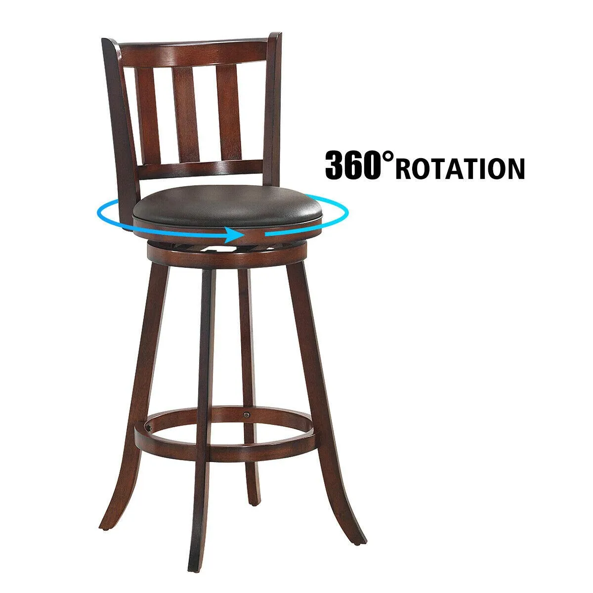 Bar Stools Set of 2 or 4, Counter Height Dining Chair, Fabric Upholstered 360 Degree Swivel