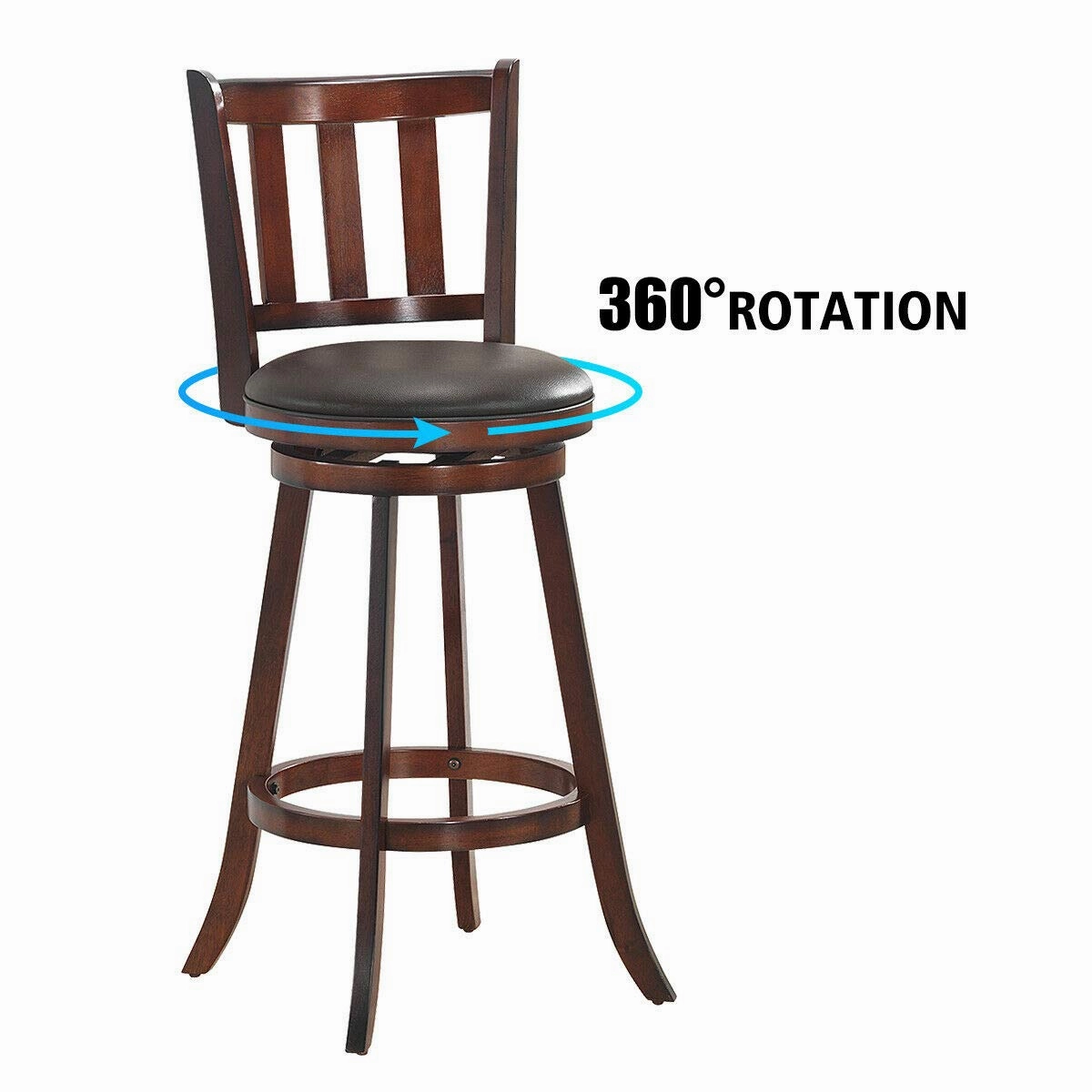 Bar Stools Set of 2 or 4, Counter Height Dining Chair, Fabric Upholstered 360 Degree Swivel