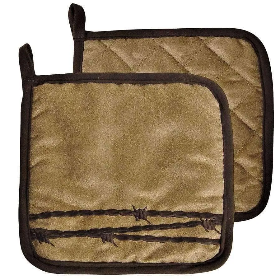 Barbed Wire Pot Holders & Oven Mitt
