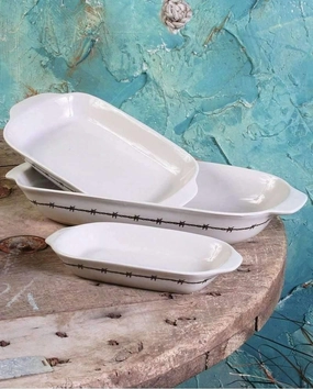 Barbed Wire Print Casserole Dishes - 3 PC Set baking dish, nonstick cookware