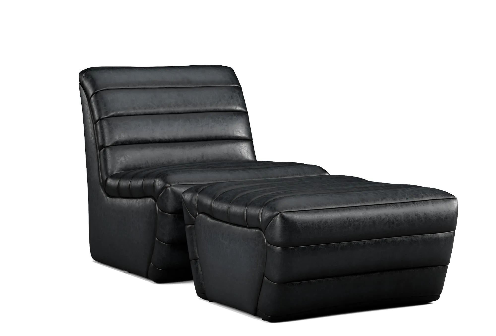 Bardot Sauvage Leather Chair & Ottoman