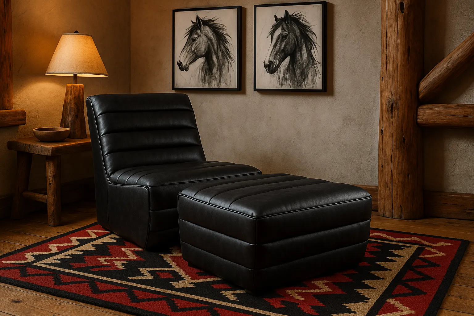 Bardot Sauvage Leather Chair & Ottoman