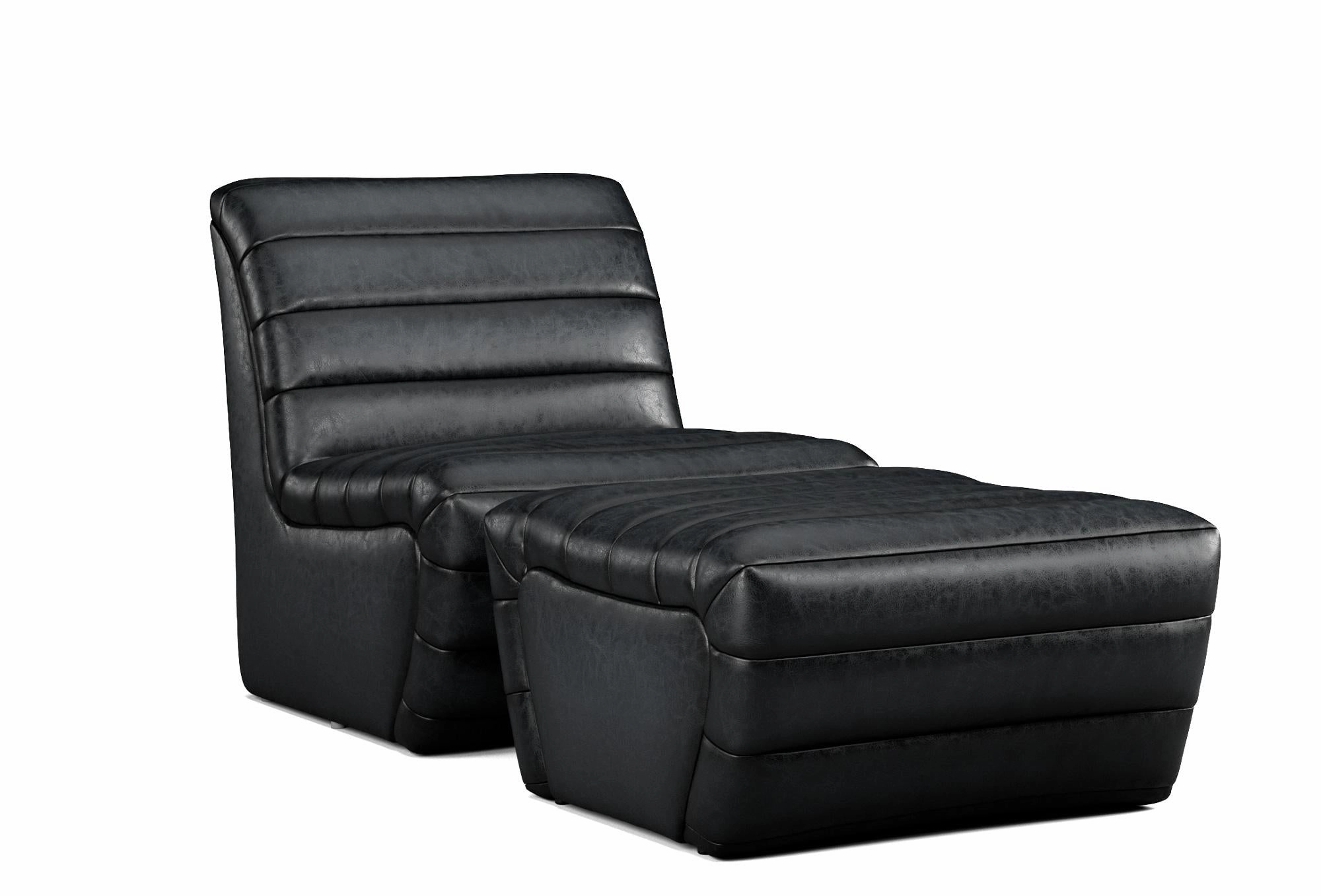 Bardot Sauvage Leather Chair & Ottoman