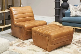 Bardot Sauvage Leather Chair & Ottoman table runner, placemat