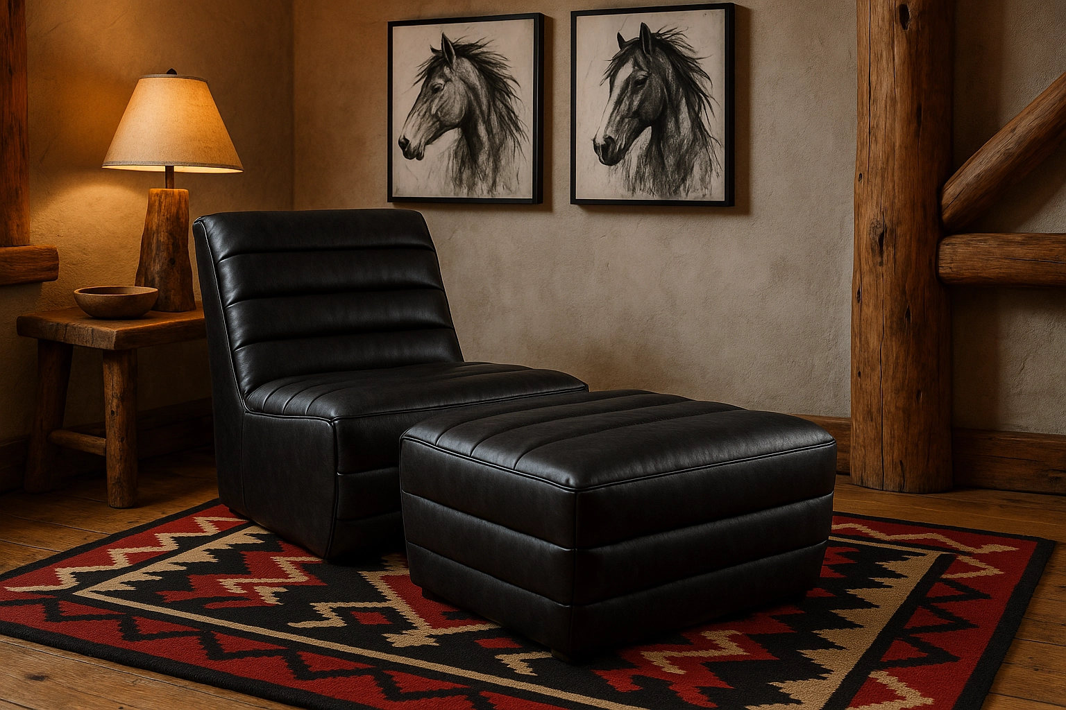 Bardot Sauvage Leather Chair & Ottoman