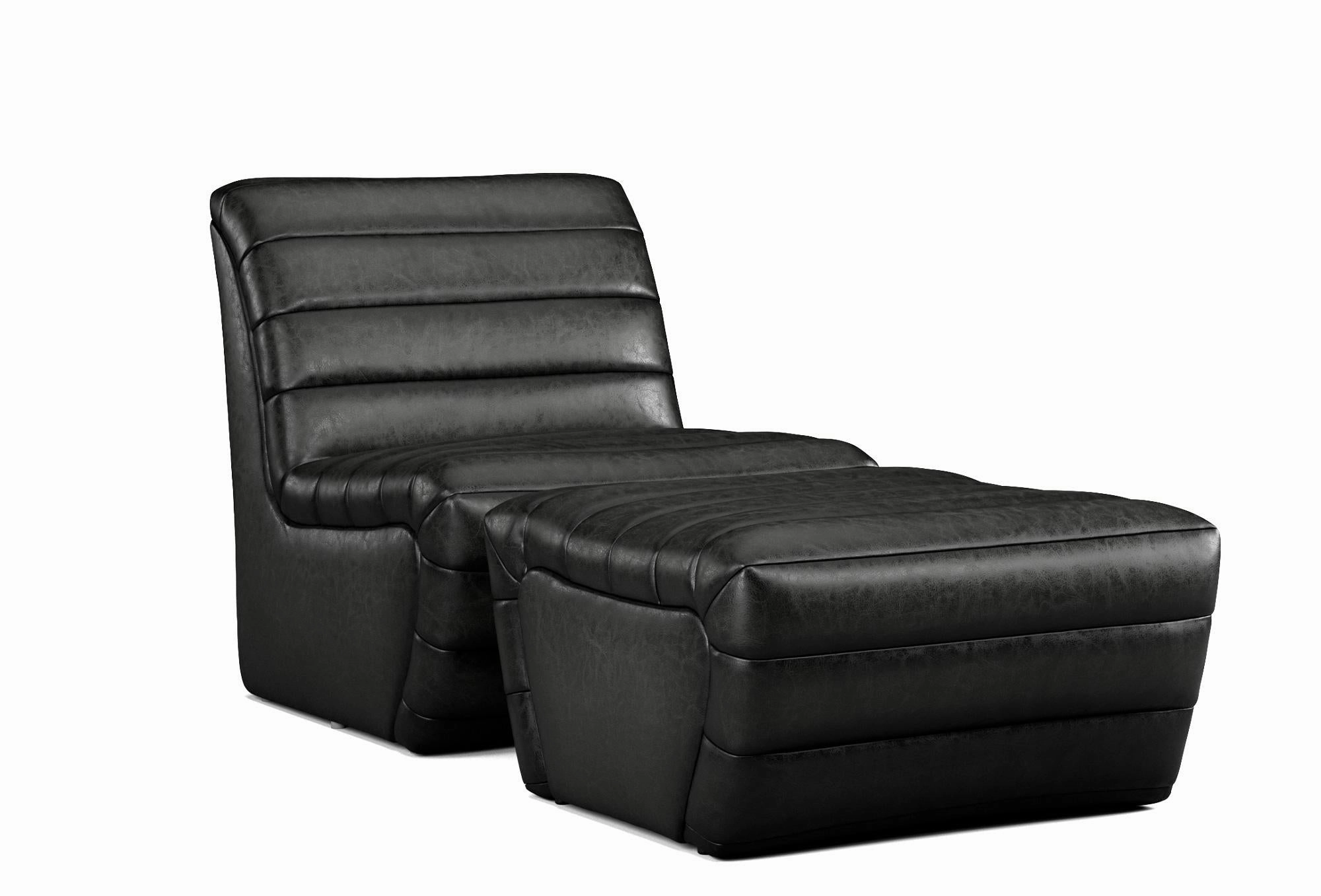 Bardot Sauvage Leather Chair & Ottoman