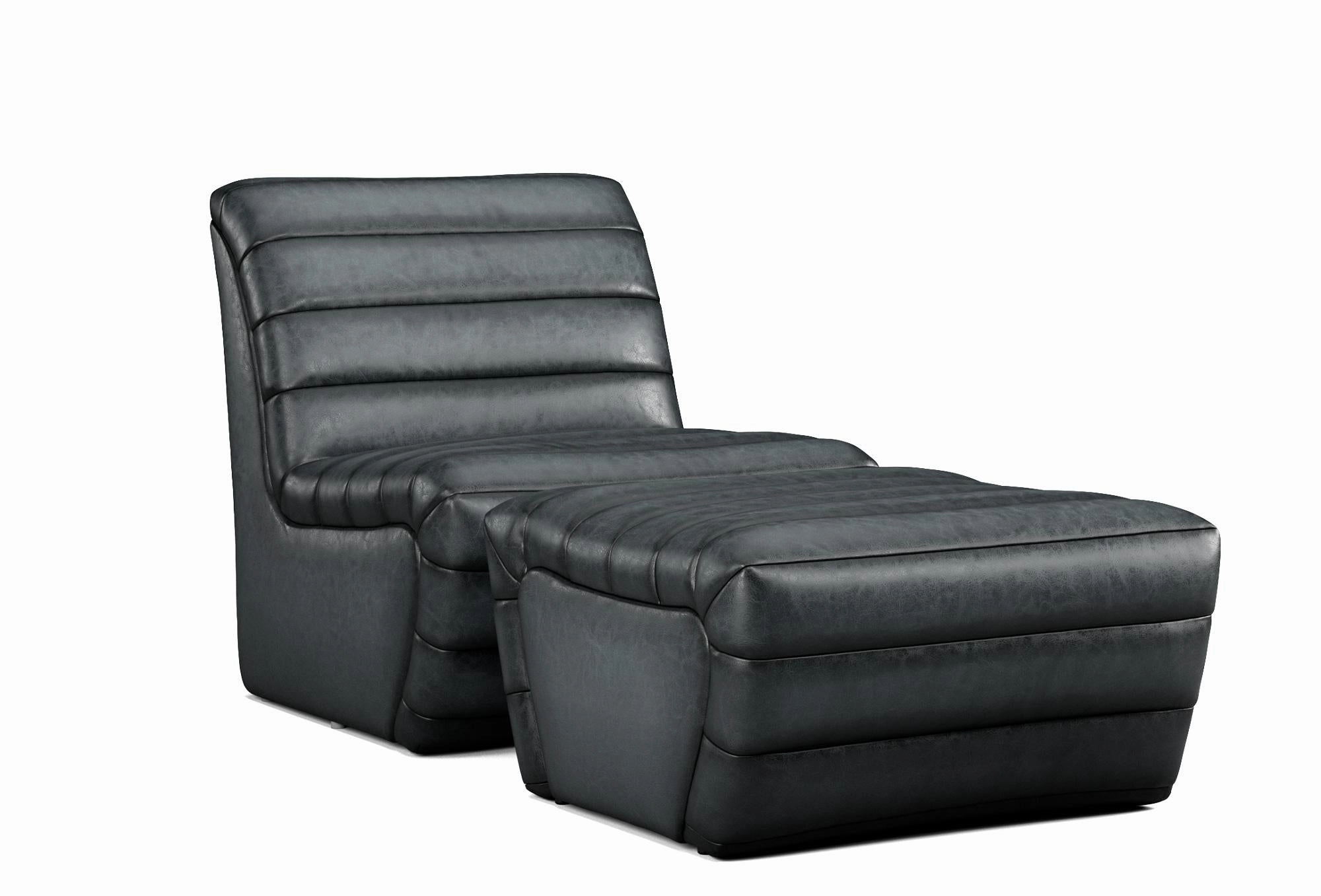 Bardot Sauvage Leather Chair & Ottoman