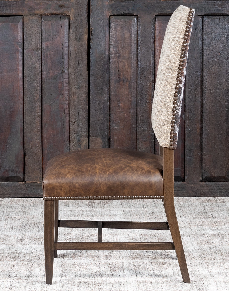 Barley Tweed and Leather Dining Chair