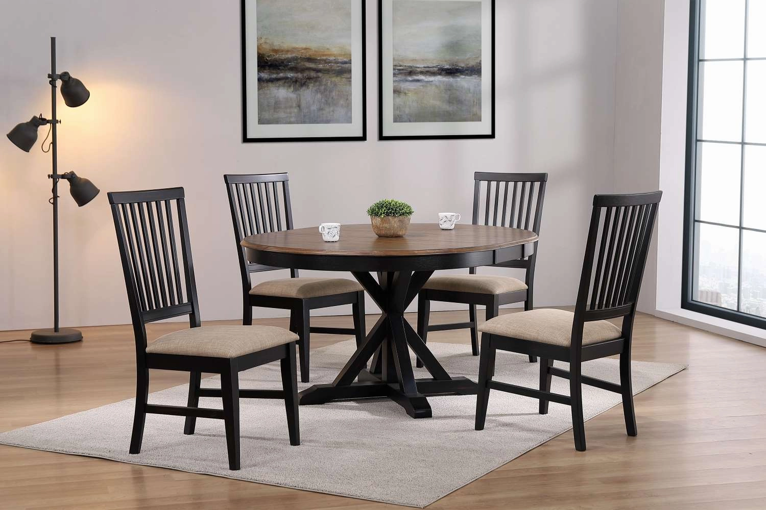 Barrie Extendable Round Dining Table - Brown, Black