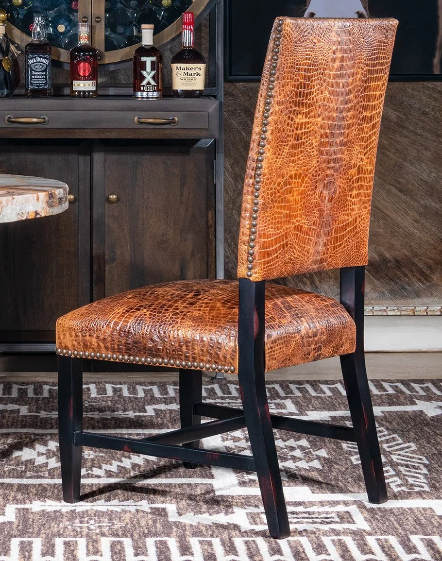 Bayou Croc Embossed Leather Dining Chair