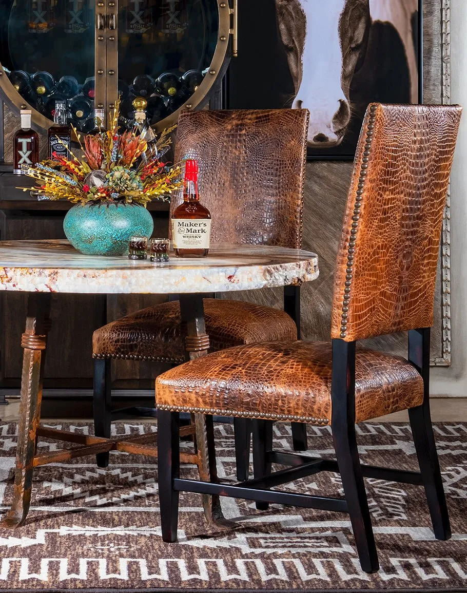 Bayou Croc Embossed Leather Dining Chair gaming chair, computer chair
