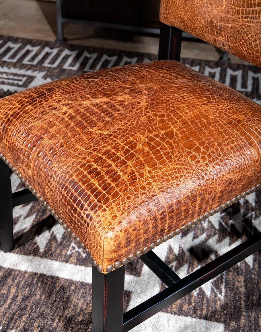 Bayou Croc Embossed Leather Dining Chair