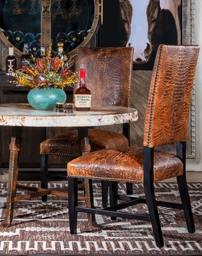 Bayou Croc Embossed Leather Dining Chair glassware set, wine glass