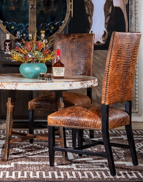 Bayou Croc Embossed Leather Dining Chair gaming chair, computer chair
