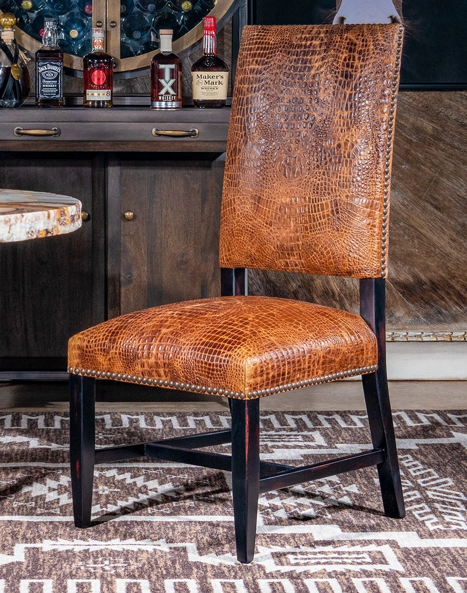 Bayou Croc Embossed Leather Dining Chair