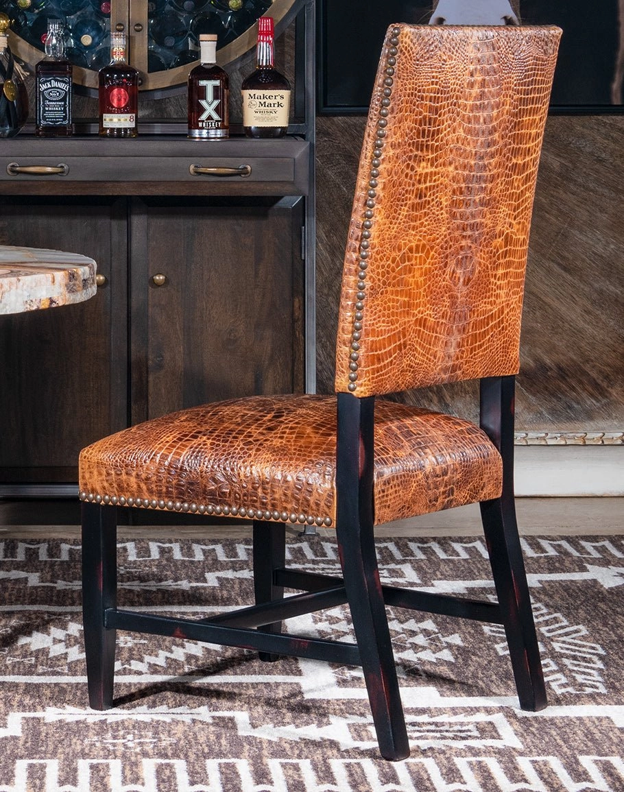 Bayou Croc Embossed Leather Dining Chair