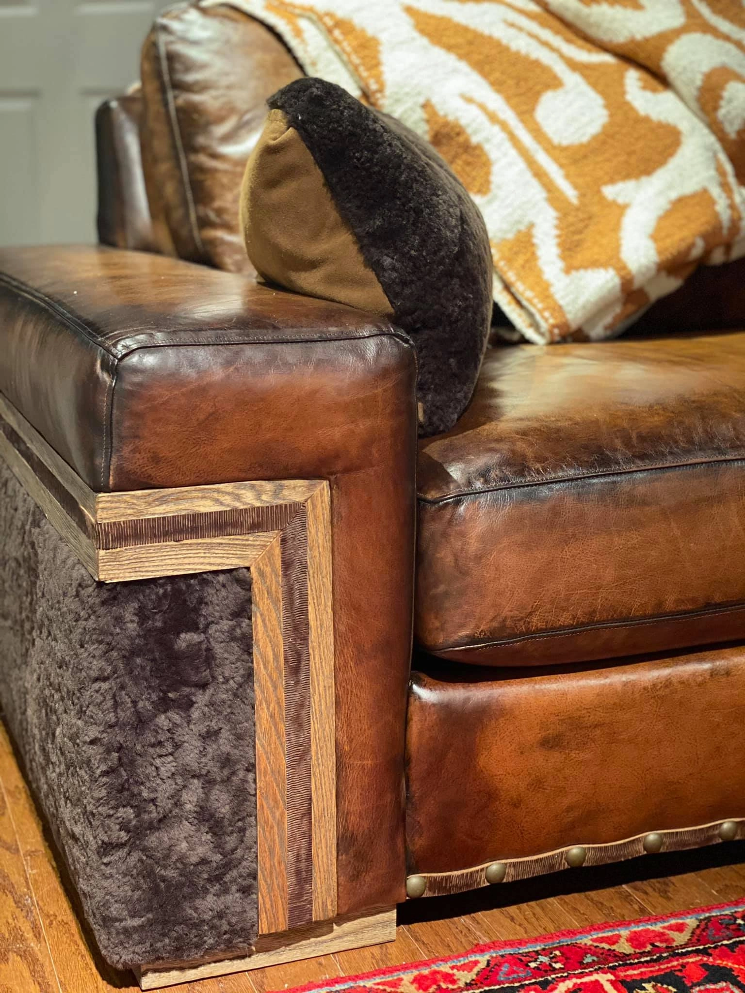 Beaumont Shearling & Leather Sofa