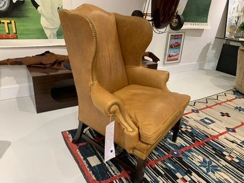 Belmont Sahara Leather Wingback Chair / Ottoman