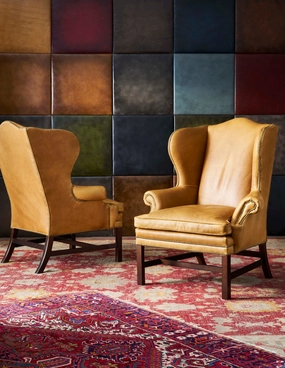 Belmont Sahara Leather Wingback Chair / Ottoman table runner, placemat
