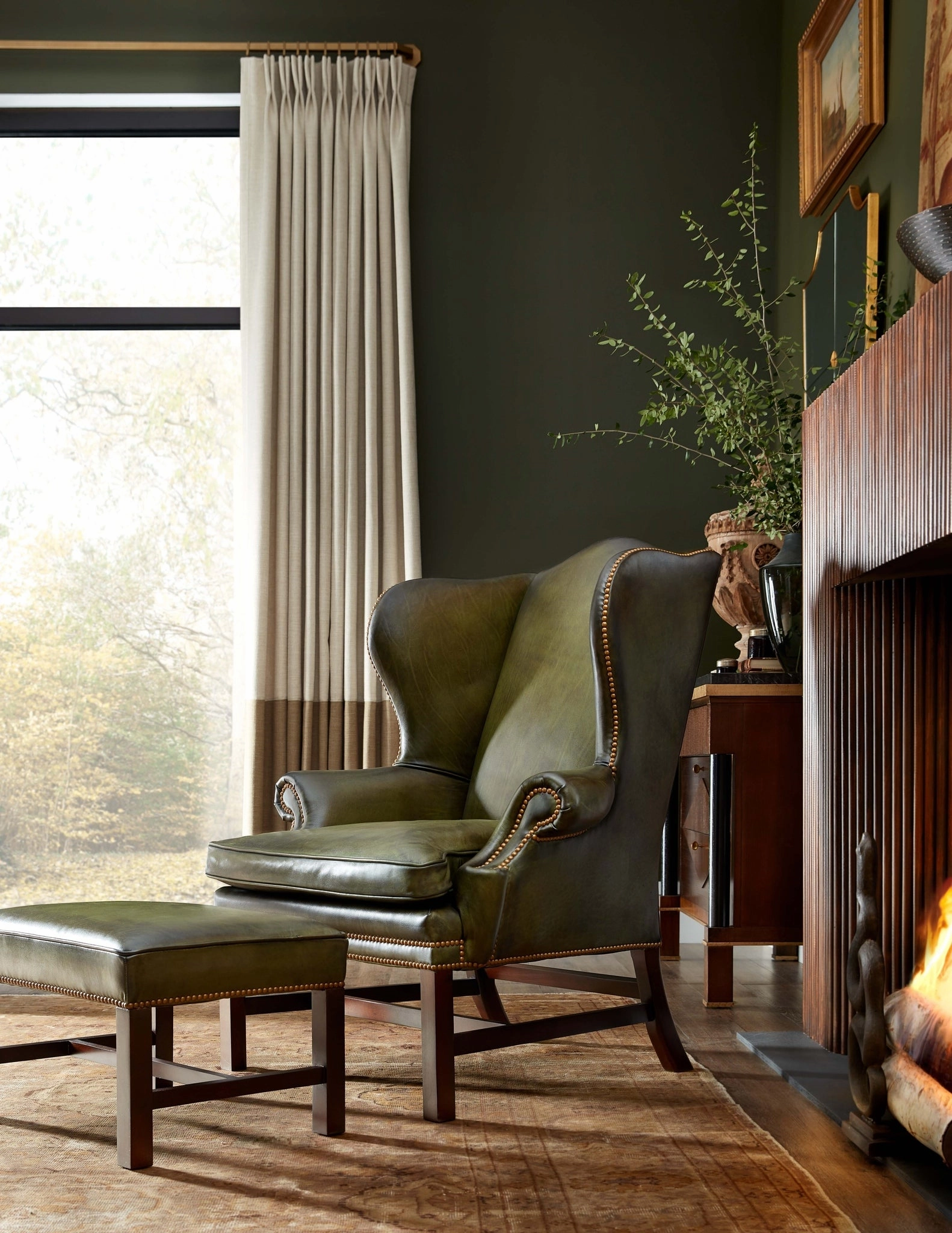 Belmont Sahara Leather Wingback Chair / Ottoman