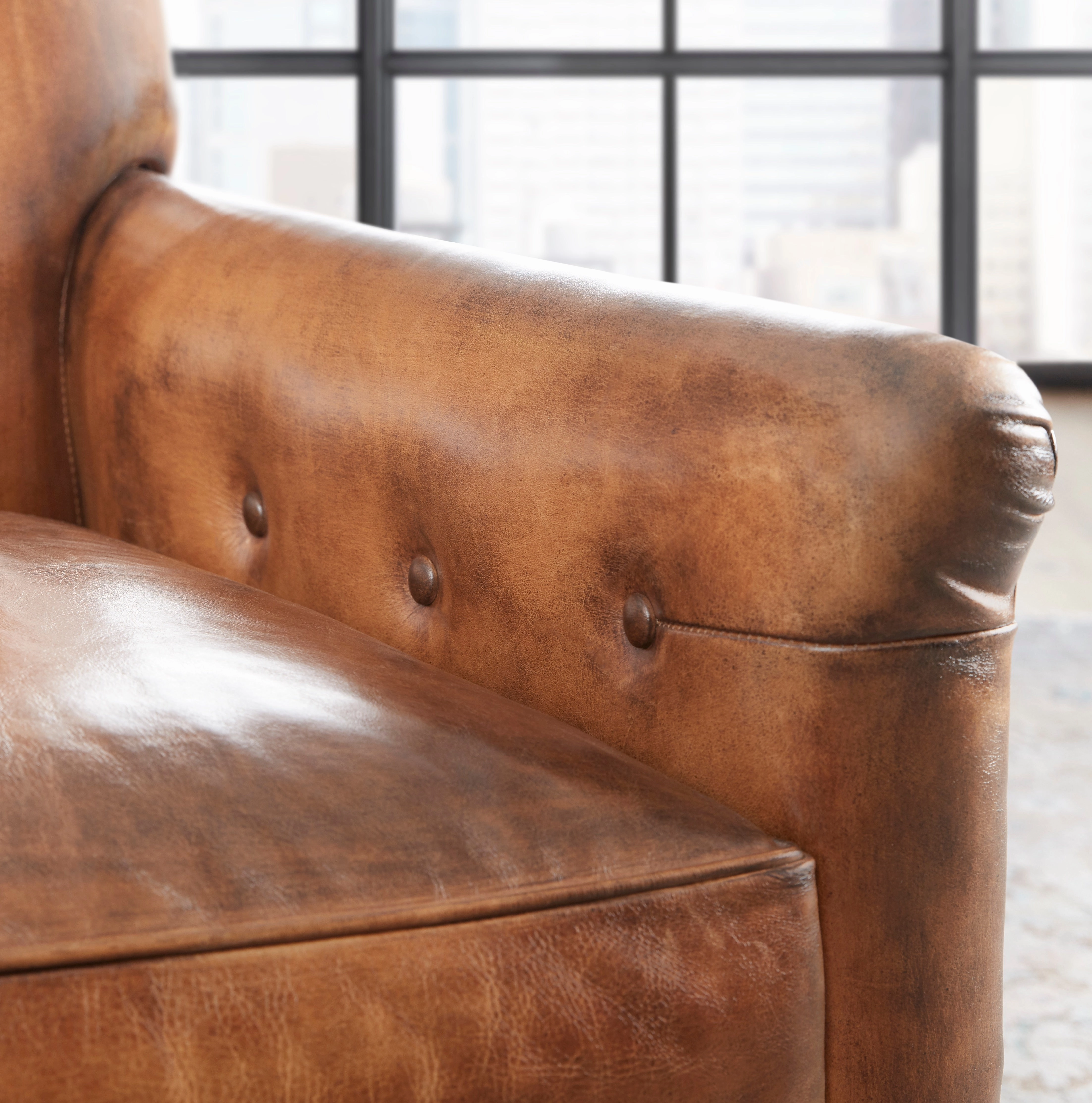 Bigfork Burnished Leather Chair