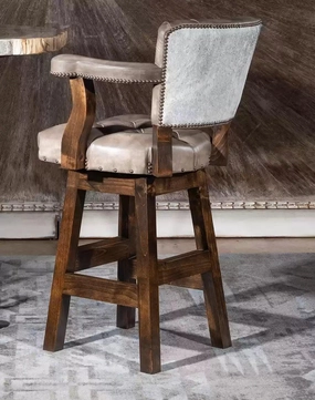 Bigsby Stone Western Leather Bar Chair w/ Swivel glassware set, wine glass
