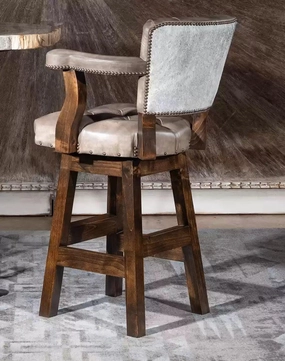 Bigsby Stone Western Leather Bar Chair w/ Swivel gaming chair, computer chair