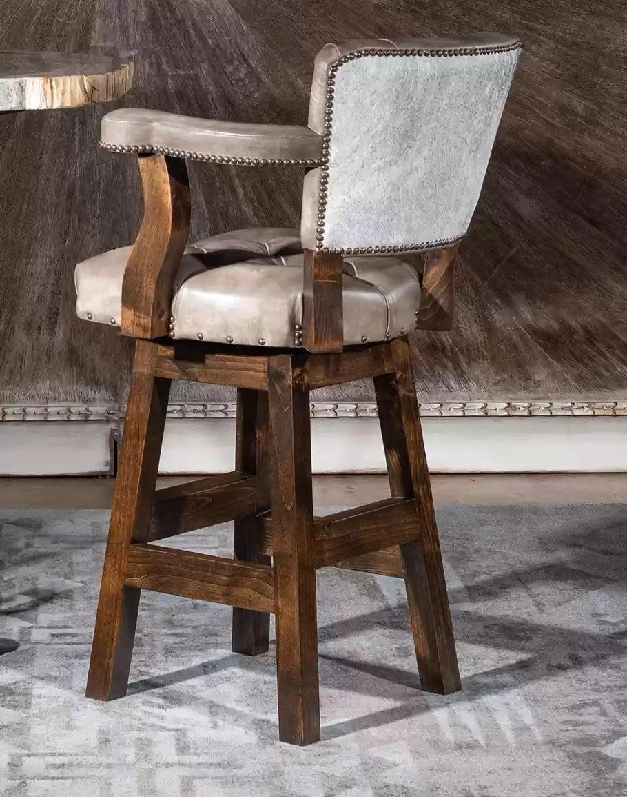 Bigsby Stone Western Leather Bar Chair w/ Swivel glassware set, wine glass