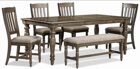 Bilboa 6-Piece Extendable Dining Set with Bench - Roasted Oak