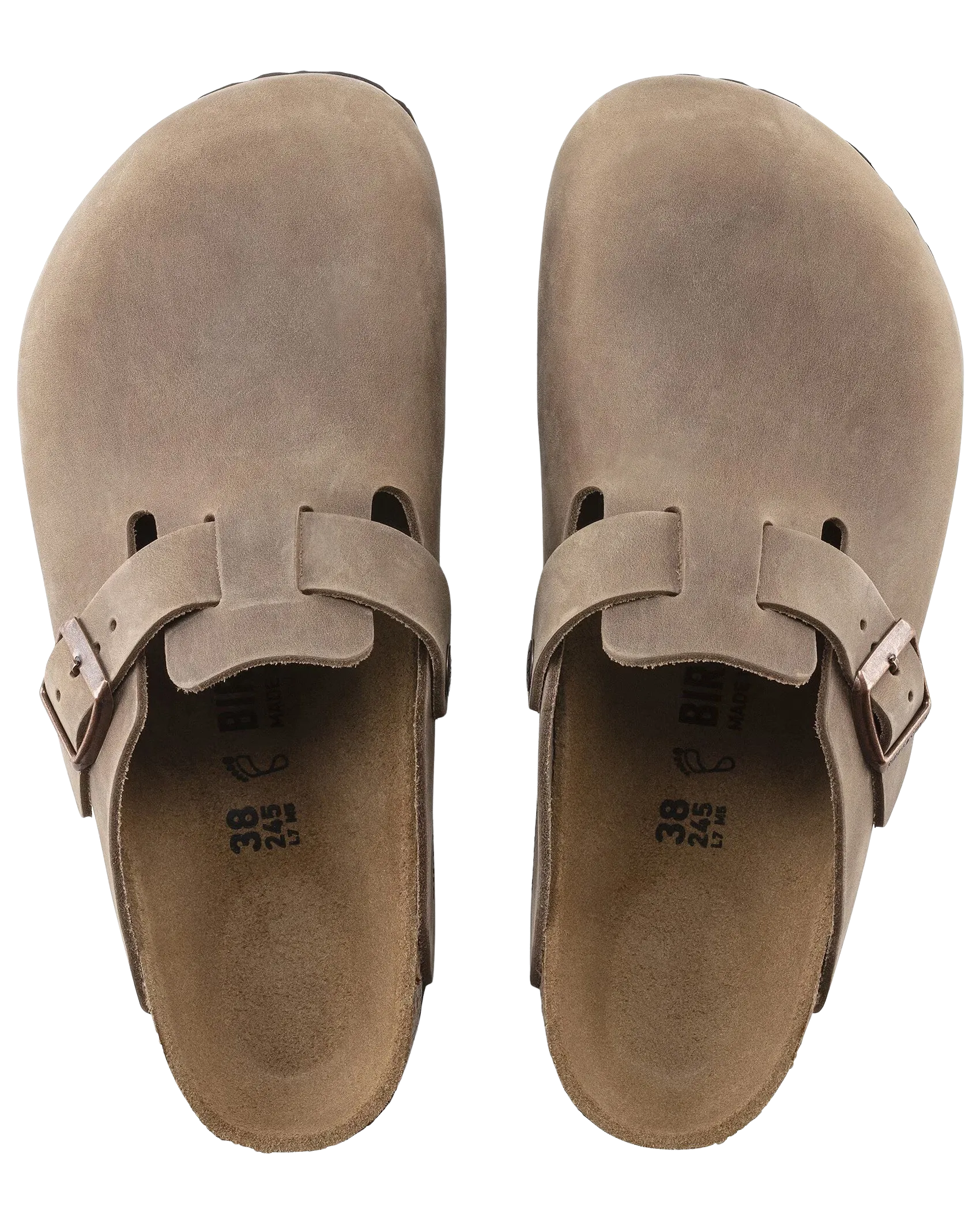 Birkenstock Shoes Boston Oiled Leather Sandals in Tobacco Brown