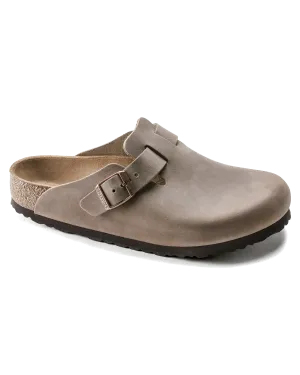 Birkenstock Shoes Boston Oiled Leather Sandals in Tobacco Brown