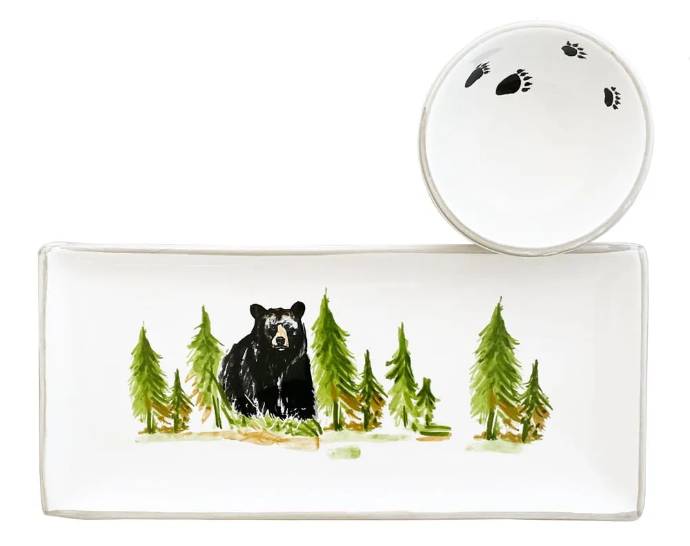 Black Bear Platter & Dip Bowl toilet seat cover, slow close seat