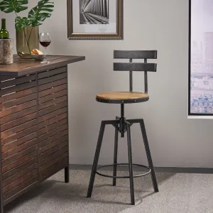 Black Brush Silver Firwood Smooth Back Adjustable Bar Stool - NH339992 bar stool, counter stool
