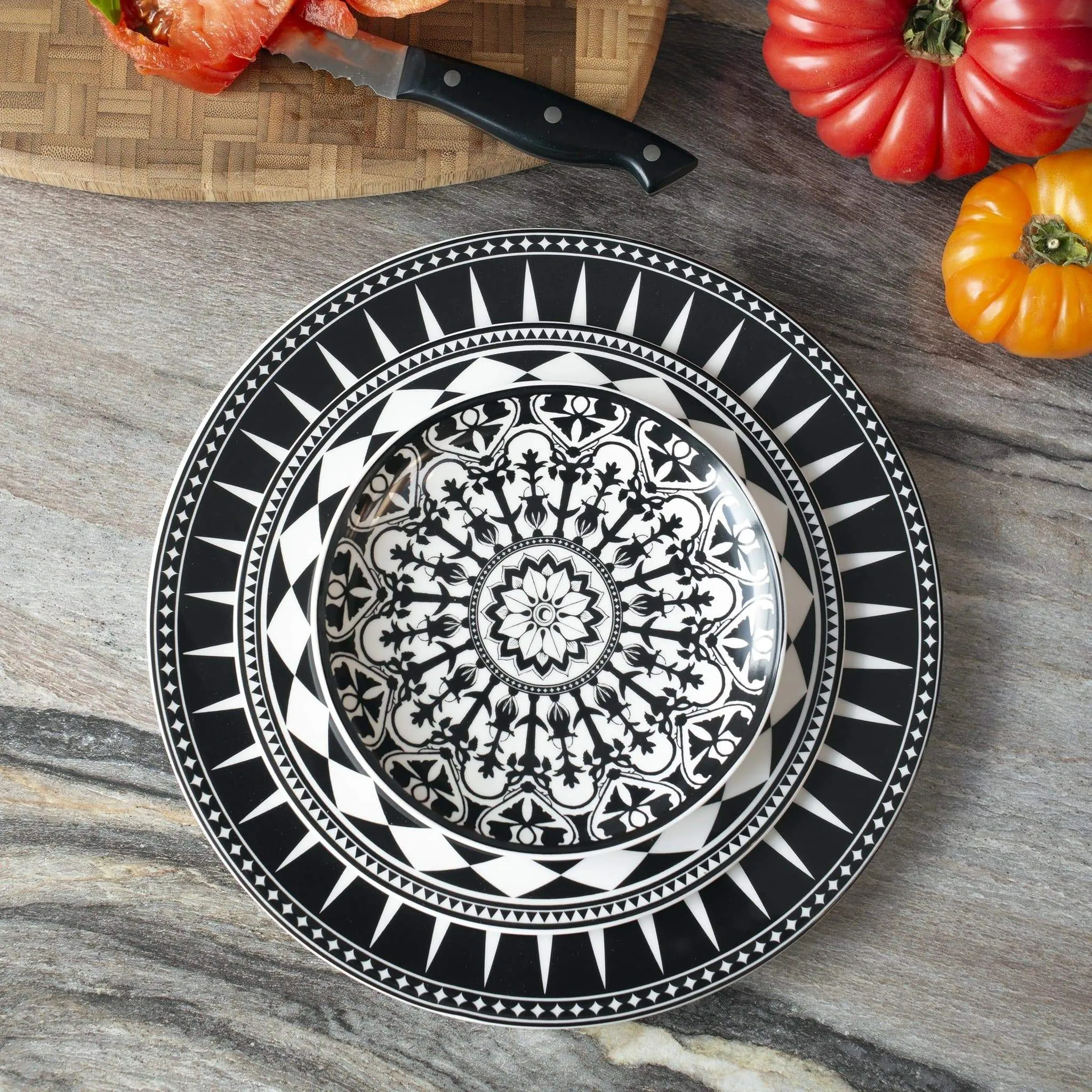 Black Burst Bone China Dinner Plate(s)