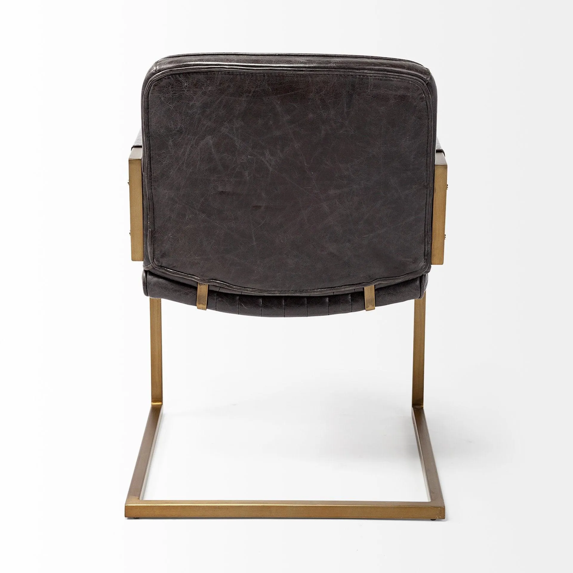 Black Leather Accent Chair With Brass Frame
