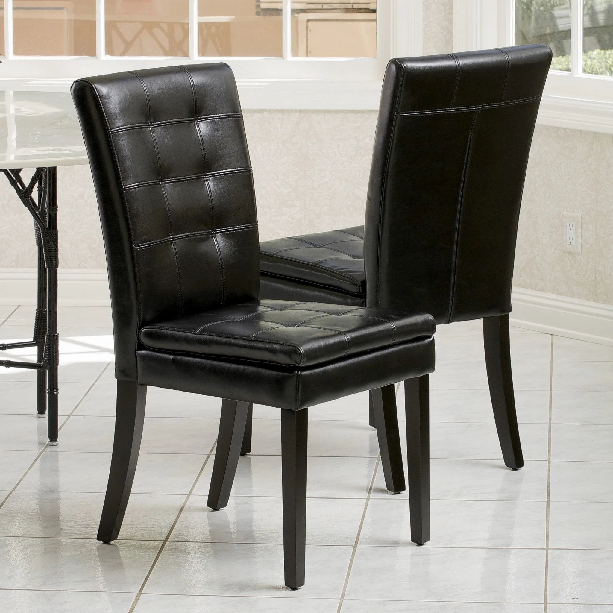 Black Leather Dining Chairs (Set of 2) - NH454712 dining table set, 6-piece dining set