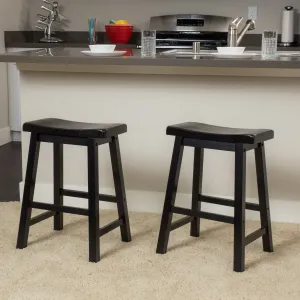 Black Saddle Wood 24-Inch Counter Stool (Set of 2) - NH190692 bar stool, counter stool