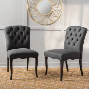 Black Scroll Fabric Dining Chairs (Set of 2) - NH635592 dining table set, 6-piece dining set