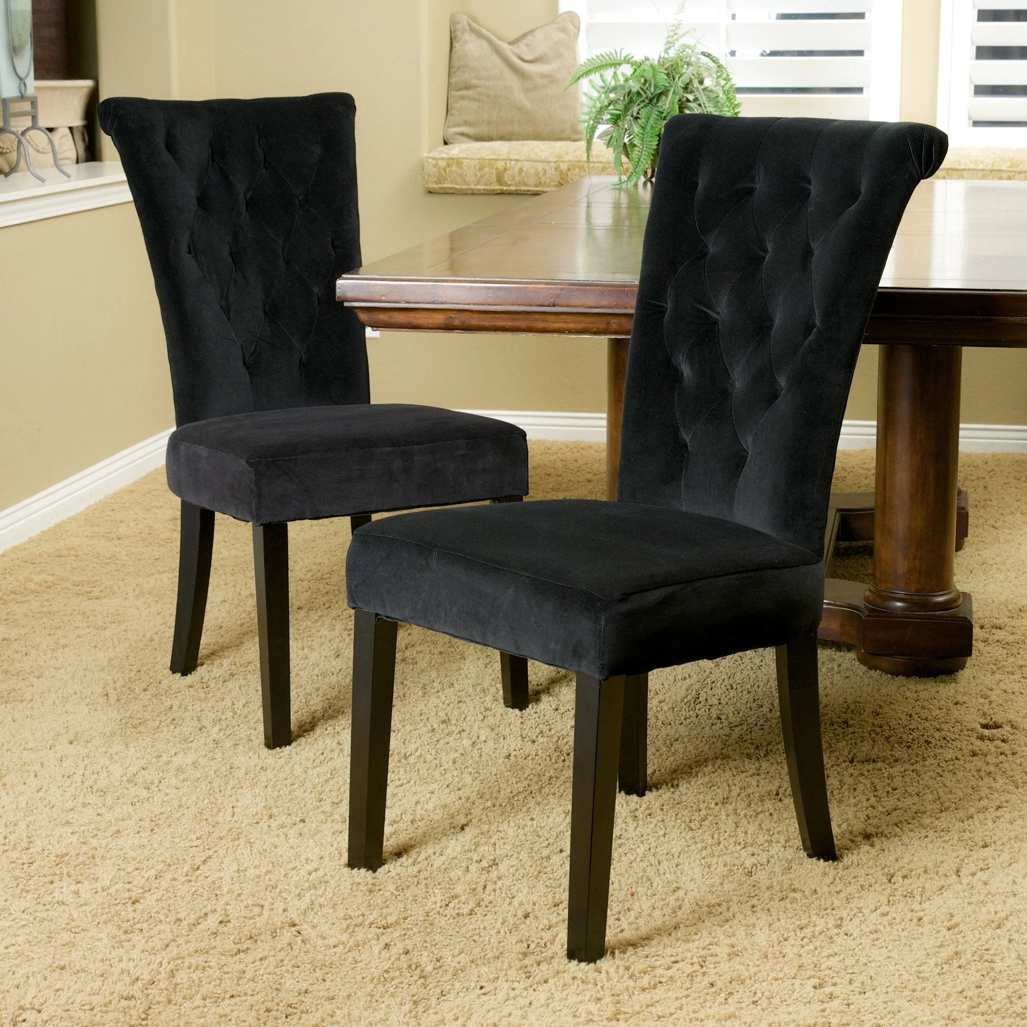 Black Velvet Dining Chairs (Set of 2) - NH675832 dining table set, 6-piece dining set