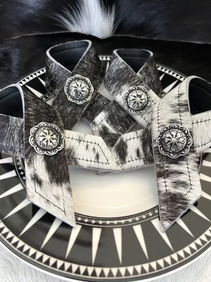 Black White Cowhide & Concho Napkin Rings toilet seat cover, slow close seat