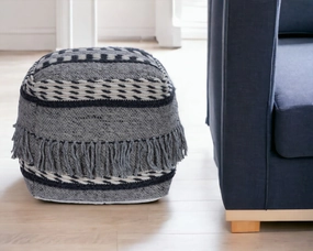 Black & Gray Boho Pouf Ottoman vanity mirror, wall mirror