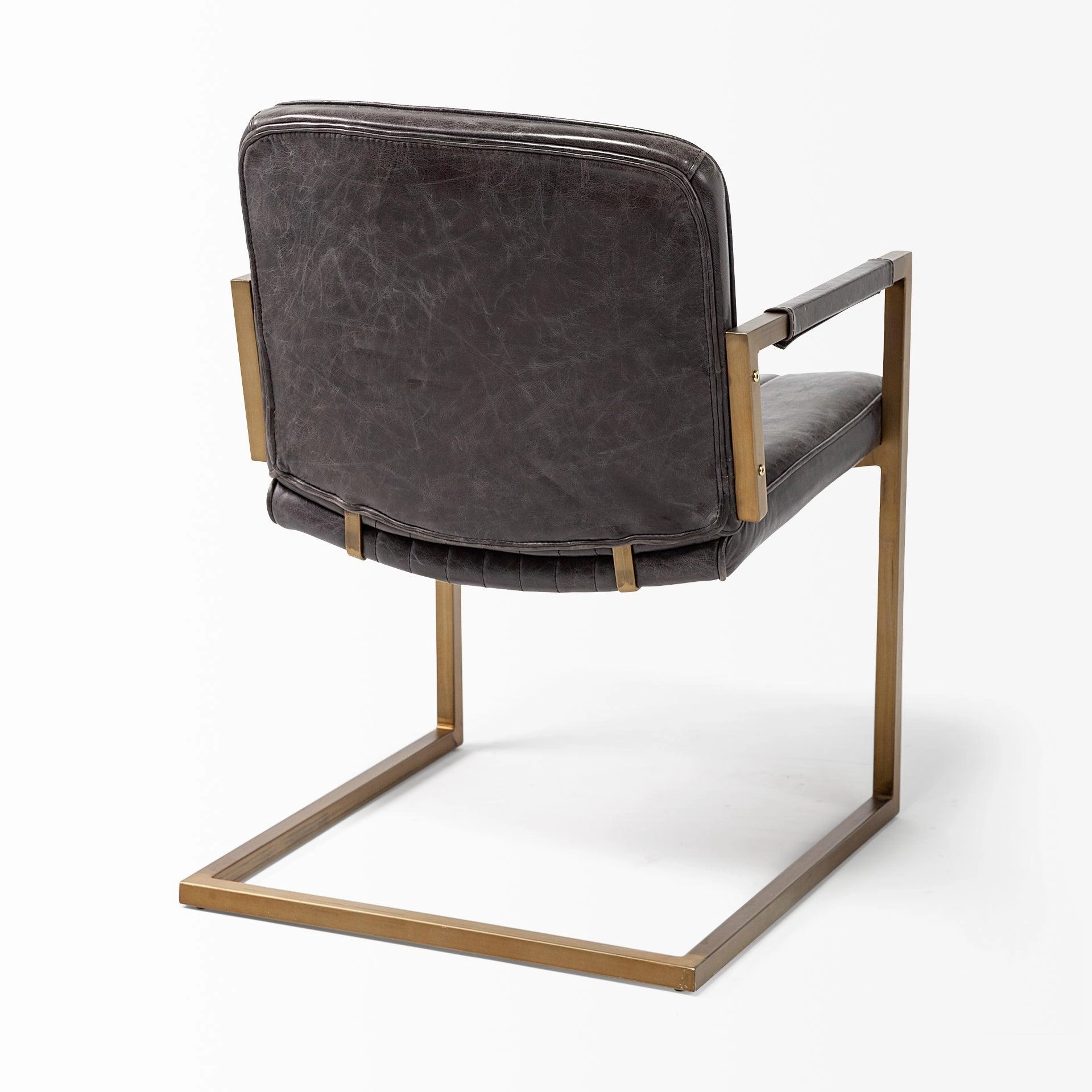 Black Leather Accent Chair With Brass Frame