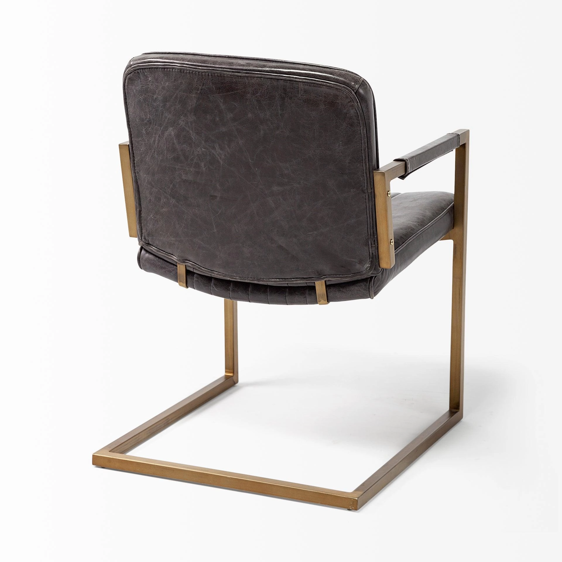Black Leather Accent Chair With Brass Frame