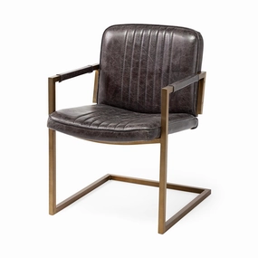 Black Leather Accent Chair With Brass Frame vanity mirror, wall mirror